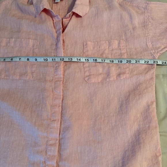 J Jill Love Linen Womens Size M Soft Pink Long Sleeve Button Up Tunic Blouse Top - Picture 8 of 9